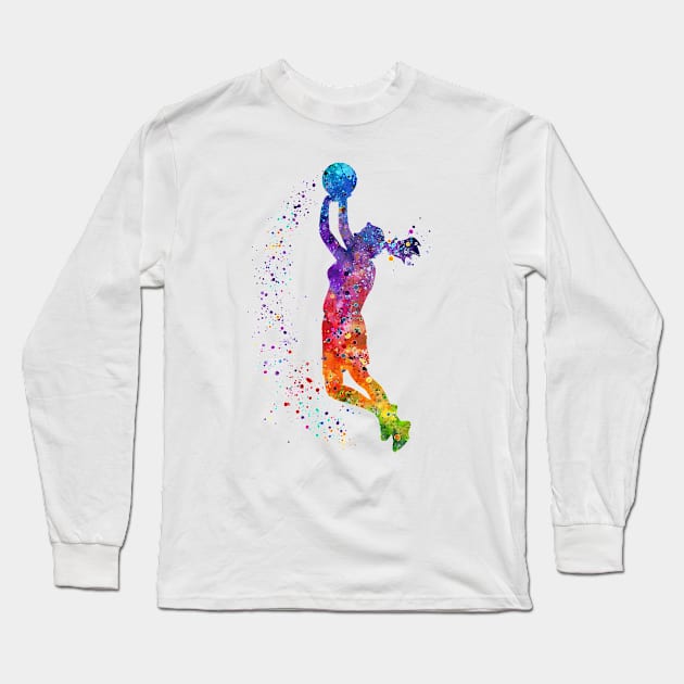 Girl Basketball Player Shooting Long Sleeve T-Shirt by LotusGifts